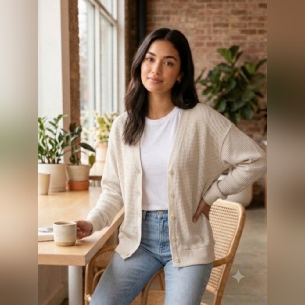 The Group Babaton Aritzia Waffle Knit Cardigan | size 2XS